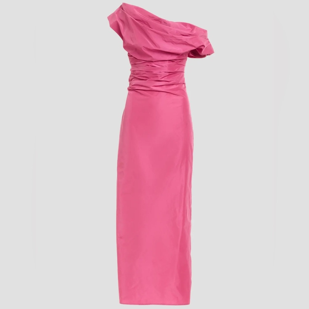 STAUD One Shoulder Andrea Dress Off Shoulders Pink Formal Gown